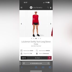 Lululemon size 12 swiftly